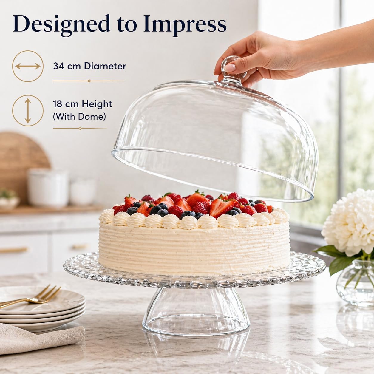 Amazon.com | Nachtmann Bossa Nova Footed Cake Plate with Dome